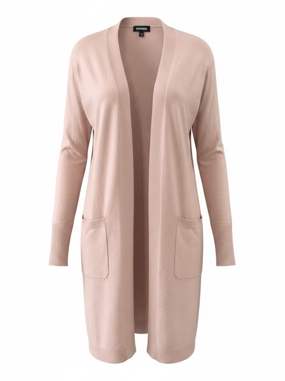Express Open-Front Long Cardigan Sweater - Blush Pink size M. Soft with pockets